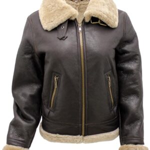 Women’s B3 Aviator Sheepskin Leather Jacket – WW2 Style Real Shearling Flying Jacket - Image 4