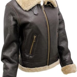 Women’s B3 Aviator Sheepskin Leather Jacket – WW2 Style Real Shearling Flying Jacket - Image 3