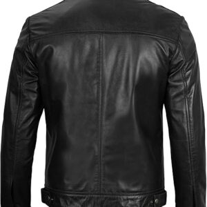 Men’s Black Moto Style Real Leather Jacket – Genuine Lambskin | Handmade to Order - Image 6
