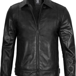 Men’s Black Moto Style Real Leather Jacket – Genuine Lambskin | Handmade to Order - Image 3