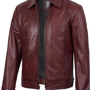 Men’s Maroon Moto Style Real Leather Jacket – Genuine Lambskin | Handmade to Order (Copy) - Image 5