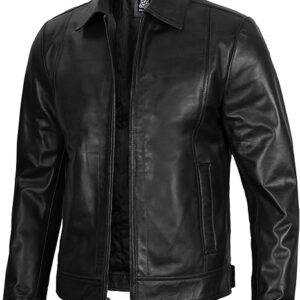 Men’s Black Moto Style Real Leather Jacket – Genuine Lambskin | Handmade to Order - Image 5