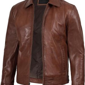 Men’s Brown Moto Style Real Leather Jacket – Genuine Lambskin | Handmade to Order - Image 3