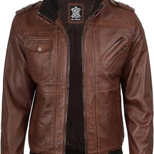 Men’s Leather Bomber Jacket – Motorcycle Style with Detachable Hood | 100% Real Leather - Image 4