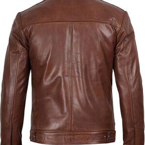 Men’s Brown Moto Style Real Leather Jacket – Genuine Lambskin | Handmade to Order - Image 6