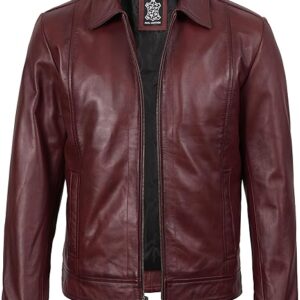 Men’s Maroon Moto Style Real Leather Jacket – Genuine Lambskin | Handmade to Order (Copy) - Image 3