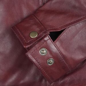 Men’s Maroon Moto Style Real Leather Jacket – Genuine Lambskin | Handmade to Order (Copy) - Image 4