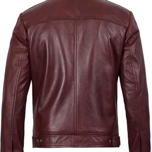 Men’s Maroon Moto Style Real Leather Jacket – Genuine Lambskin | Handmade to Order (Copy) - Image 6