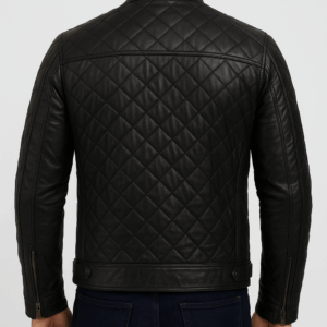 Men’s Black Real Leather Biker Jacket – Retro Moto Style | Personalised Gift-Ready Handmade Jacket - Image 5