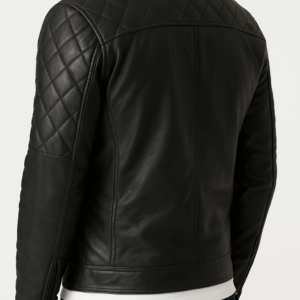 Men’s Black Real Leather Biker Jacket – Retro Moto Style | Personalised Gift-Ready Handmade Jacket - Image 4