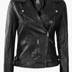Women’s Real Lambskin Leather Biker Jacket – Premium Motorcycle Style - Image 5