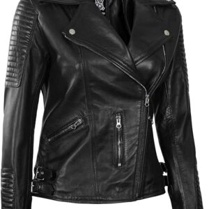 Women’s Real Lambskin Leather Biker Jacket – Premium Motorcycle Style - Image 6