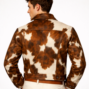 Men’s Western Brown Cowhide Jacket | Hair-On Pony Hide Trucker Coat | Handmade - Image 4